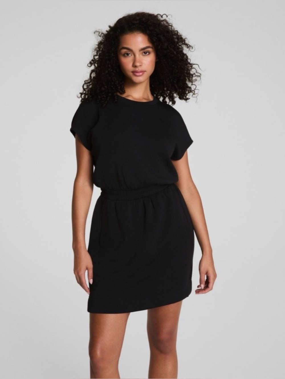 SPANX AirEssentials Cinched T-Shirt Dress Black Medium 50571R Athleisure Stretch